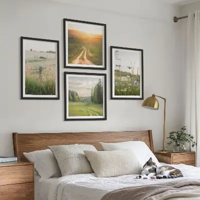 Set de cuadros modernos con paisajes de naturaleza y campos bajo el sol