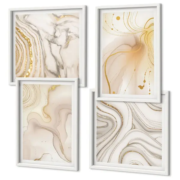 Set de 4 cuadros decorativos para salón con diseño de patrones abstractos sutiles