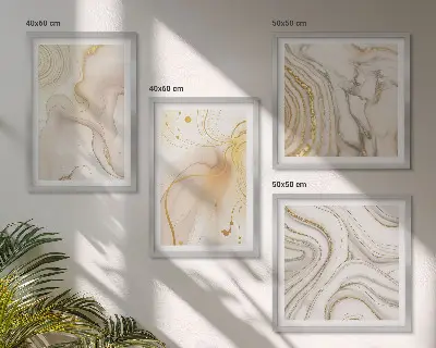 Set de 4 cuadros decorativos para salón con diseño de patrones abstractos sutiles