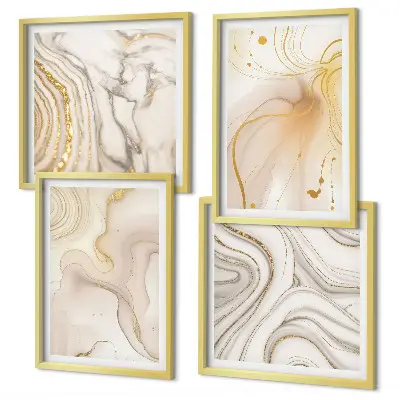 Set de 4 cuadros decorativos para salón con diseño de patrones abstractos sutiles