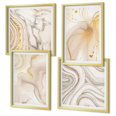 Set de 4 cuadros para salón Patrones abstractos sutiles