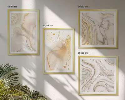 Set de 4 cuadros decorativos para salón con diseño de patrones abstractos sutiles