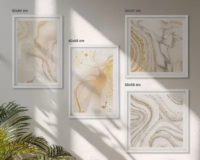 Set de 4 cuadros decorativos para salón con diseño de patrones abstractos sutiles