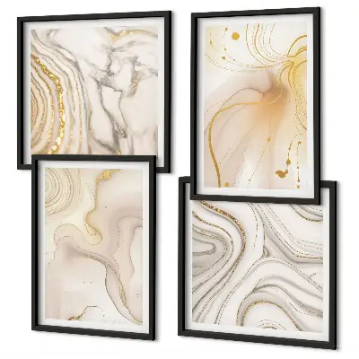 Set de 4 cuadros decorativos para salón con diseño de patrones abstractos sutiles