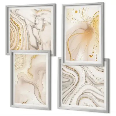 Set de 4 cuadros decorativos para salón con diseño de patrones abstractos sutiles