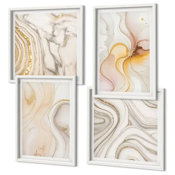 Galería de pared con patrones abstractos cálidos