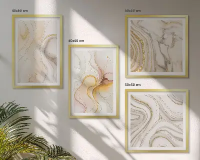 Galería de pared con patrones abstractos cálidos