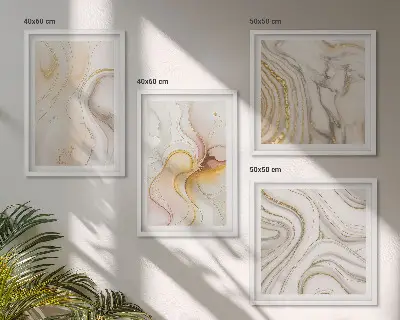 Galería de pared con patrones abstractos cálidos