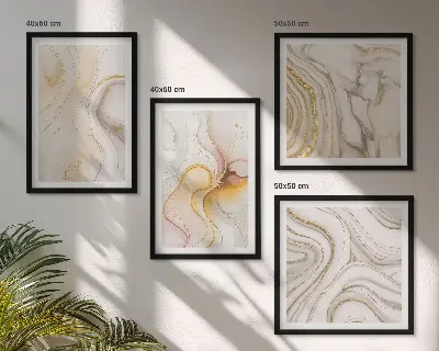 Galería de pared con patrones abstractos cálidos