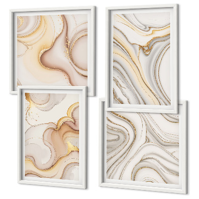 Set de 4 cuadros para salón motivos abstractos lineales