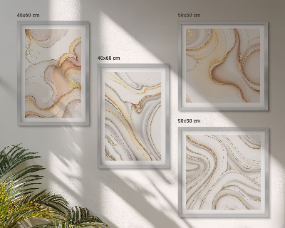 Set de 4 cuadros para salón motivos abstractos lineales