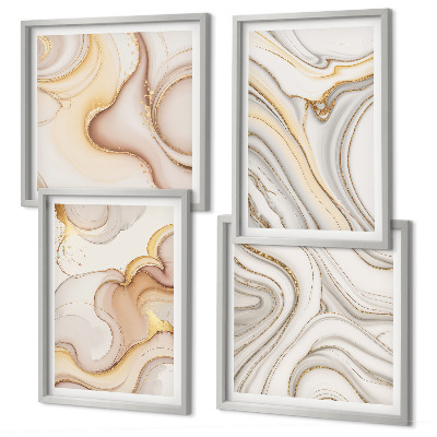 Set de 4 cuadros para salón motivos abstractos lineales