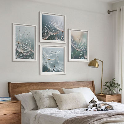 Galería de pared Gotas de agua sobre brotes de diente de león
