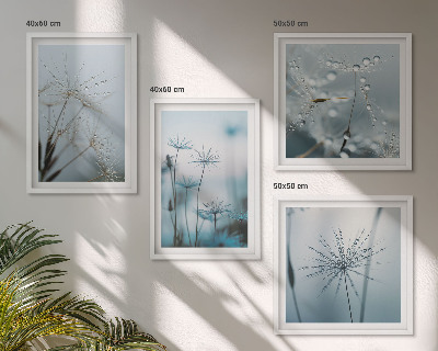 Set de 4 cuadros para salón Gotas de agua de diente de león