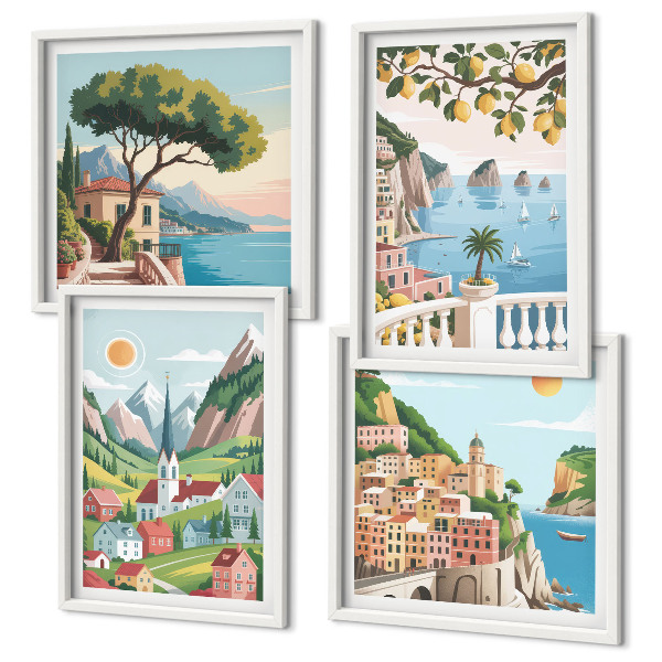 Galería de pared paisajes marinos frutas cítricas
