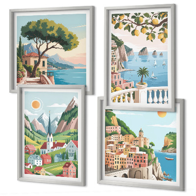 Galería de pared paisajes marinos frutas cítricas