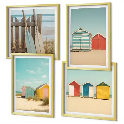 Galería de pared de casas coloridas en la playa con sol