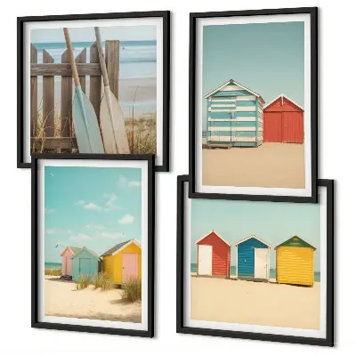 Galería de pared de casas coloridas en la playa con sol