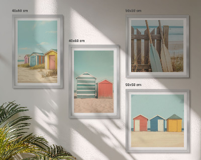 Set de cuadros modernos para salón coloridas casas de playa