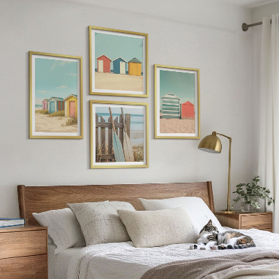 Set de cuadros modernos para salón coloridas casas de playa