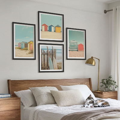 Set de cuadros modernos para salón coloridas casas de playa
