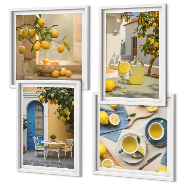 Galería de pared limones limonada puerta azul