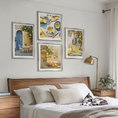 Galería de pared limones limonada puerta azul