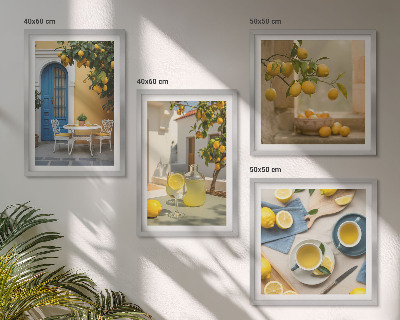Galería de pared limones limonada puerta azul