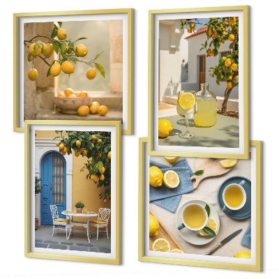 Galería de pared limones limonada puerta azul