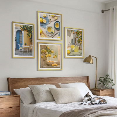 Galería de pared limones limonada puerta azul