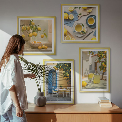 Galería de pared limones limonada puerta azul