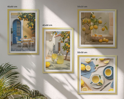 Galería de pared limones limonada puerta azul