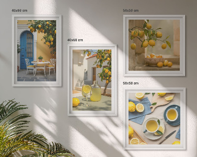 Galería de pared limones limonada puerta azul