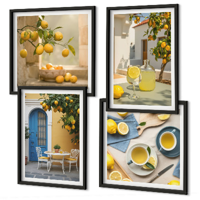 Galería de pared limones limonada puerta azul