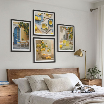 Galería de pared limones limonada puerta azul
