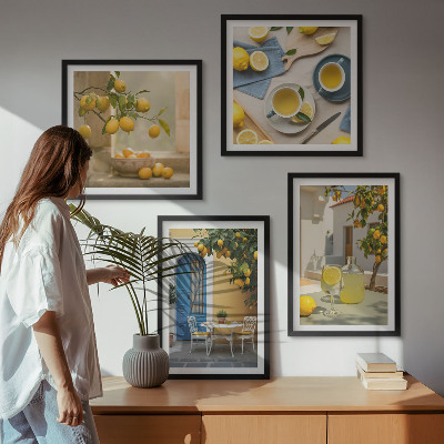 Galería de pared limones limonada puerta azul