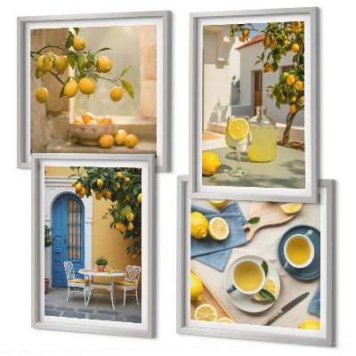 Galería de pared limones limonada puerta azul