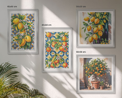 Set de cuadros modernos para salón Frutas cítricas abstractas y coloridas