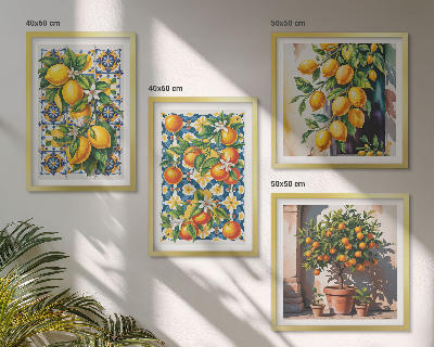 Set de cuadros modernos para salón Frutas cítricas abstractas y coloridas