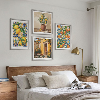 Galería de pared patrones de flores de naranja limón