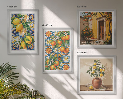 Galería de pared patrones de flores de naranja limón
