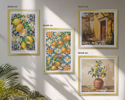 Galería de pared patrones de flores de naranja limón