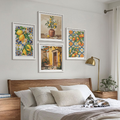 Galería de pared patrones de flores de naranja limón