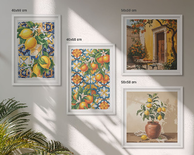 Galería de pared patrones de flores de naranja limón
