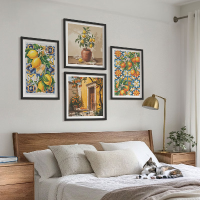 Galería de pared patrones de flores de naranja limón
