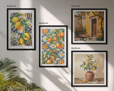 Galería de pared patrones de flores de naranja limón