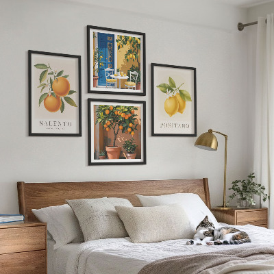 Set de cuadros modernos para salón Limones y naranjas de Amalfi