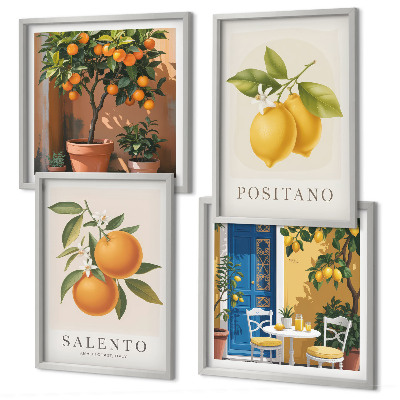 Set de cuadros modernos para salón Limones y naranjas de Amalfi