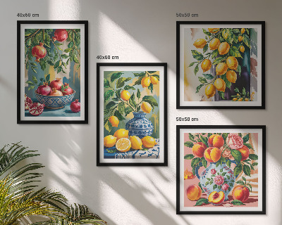 Set de 4 cuadros para salón composiciones de frutas