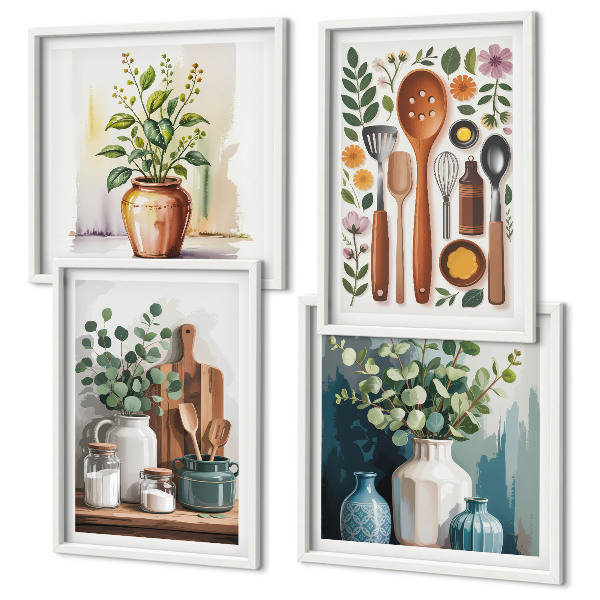 Set de 4 cuadros para salón Accesorios de cocina de origen vegetal